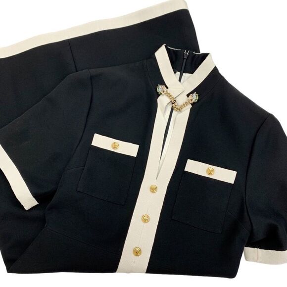 Gucci One Piece Black Ivory Black Gold Taiga Chain Belt Short Sleeve Unused - Picture 4 of 9